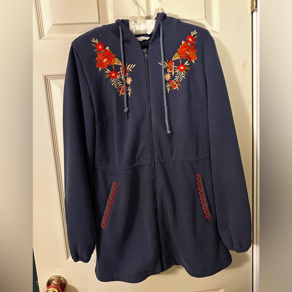 Solitaire Anthropologie Women's Embroidered Boho Tunic Jacket Size Medium